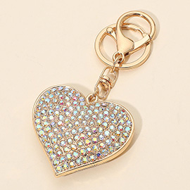 Bling Studded Heart Bag Charm Keychain