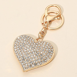 Bling Studded Heart Bag Charm Keychain