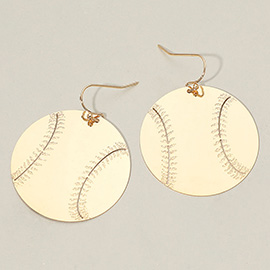 Metal Baseball Plate Dangle Earrings