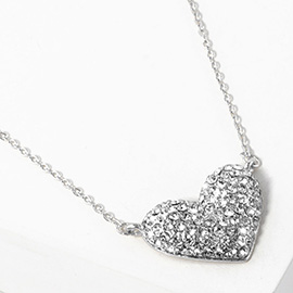 Rhinestone Paved Heart Pendant Necklace