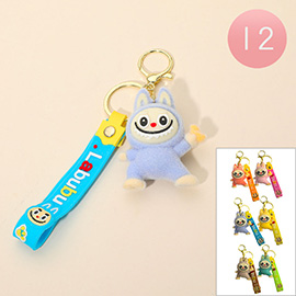 12PCS - Cute Monster Bunny Figure Strap Keychains