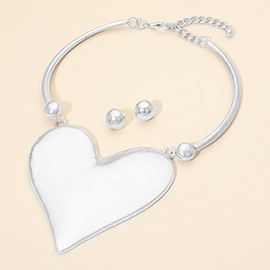 Bold Heart Plate Accent Statement Necklace