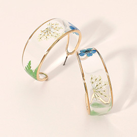 Botanical Floral Encased Hoop Earrings