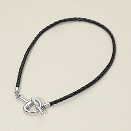 Meal Horsebit Toggle Accent Braided Cord Necklace