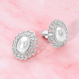 Oval Pearl Come Clip On Earrings