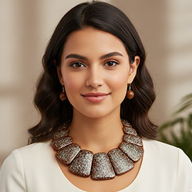 Bold Confetti Resin Panel Link Statement Necklace