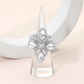 Vintage Floral Marquise Oval Stone Stretch Statement Ring