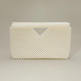 Pearl Beaded Open Top Clutch Bag