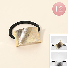 12PCS - Textured Curved Metal Plate Accent Stretch Hairbands