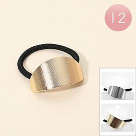 12PCS - Textured Metal Curved Oval Accent Stretch Hairbands