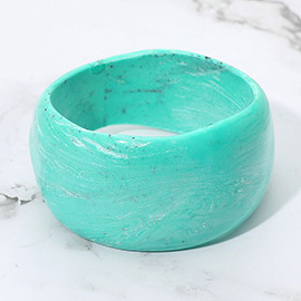Wide Sculptural Marbled Resin Bangle Bracelet