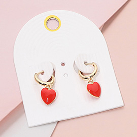 Heart Charm Dangle Huggie Hoop Earrings