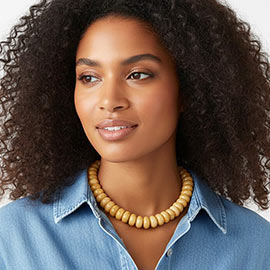 Chunky Marbled Resin Disc Beaded Statement Necklace