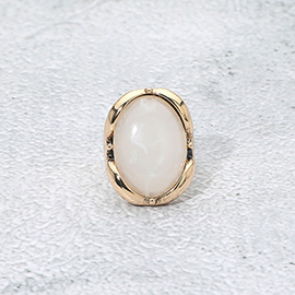 Oval Stone Accent Adjustable Statement Ring