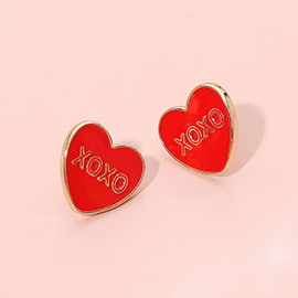 XOXO Enamel Heart Stud Earrings