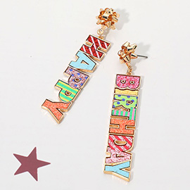 Glitter HAPPY BIRTHDAY Letter Drop Earrings