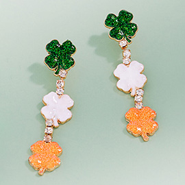 Glitter Triple Shamrock Drop Earrings