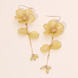 Resin Petal Floral Long Drop Earrings