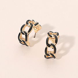 Enamel Chain Hoop Earrings