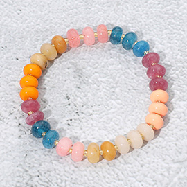 Resin Pebble Beaded Stretch Bracelet