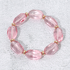 Transparent Faceted Pebble Beaded Stretch Bracelet
