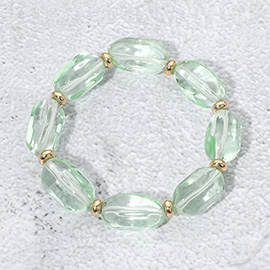 Transparent Faceted Pebble Beaded Stretch Bracelet