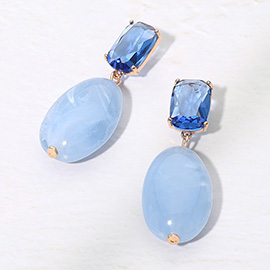 Marbled Resin Oval Pebble Drop Dangle Earrings