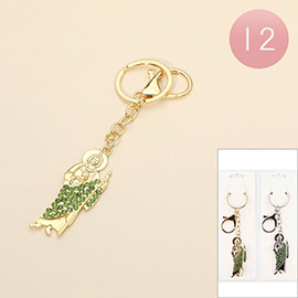 12PCS - Rhinestone Paved Religious Saint Figure Bag Charm Keychain