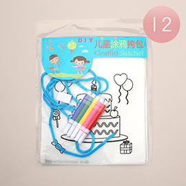 12PCS - DIY Kids Birthday Cake Graffiti Satchel Craft Set