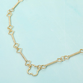 Open Metal Clover Accent Bar Link Chain Necklace