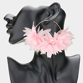 Oversized Fabric Floral Petal Statement Hoop Earrings