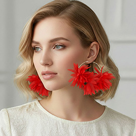 Oversized Fabric Floral Petal Statement Hoop Earrings