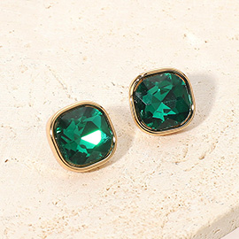 Square Cut Gem Evening Stud Earrings