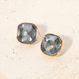 Square Cut Gem Evening Stud Earrings