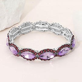 Faceted Marquise Cut Stone Beaded Stretch Evening Bracelet