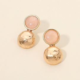 Stone Accent Dual Dome Stud Earrings