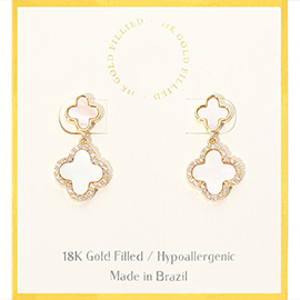 18K Gold Filled Hypoallergenic Quatrefoil Drop Earrings