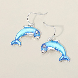 Dolphin Charm Drop Dangle Earrings