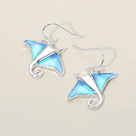 Manta Ray Charm Drop Dangle Earrings
