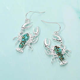 Crushed Pebble Lobster Dangle Earrings