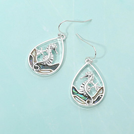 Abalone Seahorse Starfish Wave Teardrop Dangle Earrings
