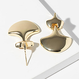 Gold Dipped Abstract Fan Shape Drop Earrings