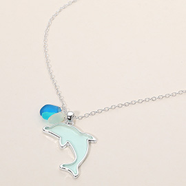 Sea Glass Dolphin Pendant Necklace