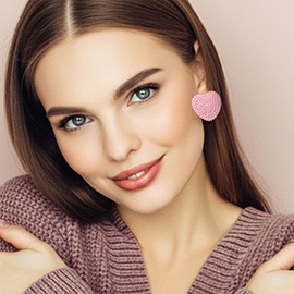 Rhinestone Paved Heart Earrings