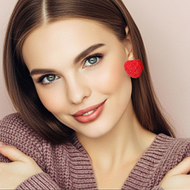 Rhinestone Paved Heart Earrings